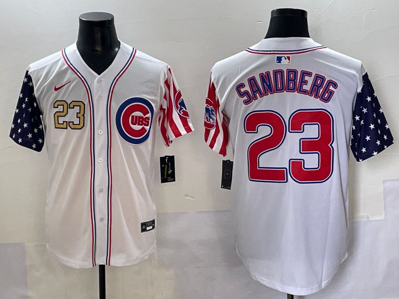 Men 2025 Chicago Cubs #23 Sandberg White a generation of national flags Joint Name Nike MLB Jersey style 4->chicago cubs->MLB Jersey